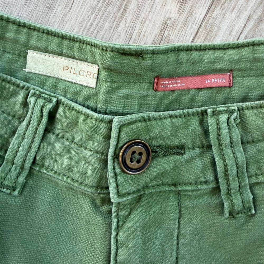 Pilcro and the Letterpress Cargo Pants Women 24 Petite Olive Green Straight Leg - Picture 4 of 12